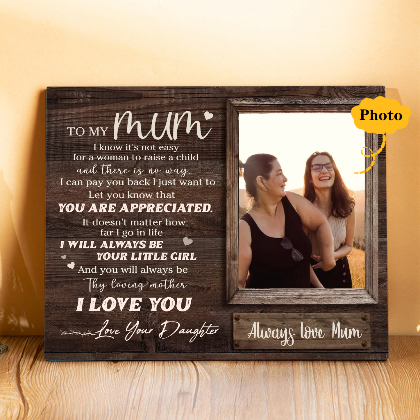 To My Mum Picture Board Customised Photo Keepsake Wood Signs Photo Frame Gifts For Mother-Jessemade AU