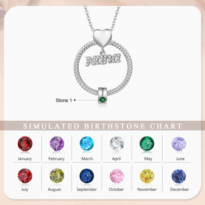 1 Name - Personalised Nana Necklace Custom Names & Birthstones Circle Pendant Necklace Gift for Grandma Nana-Jessemade AU