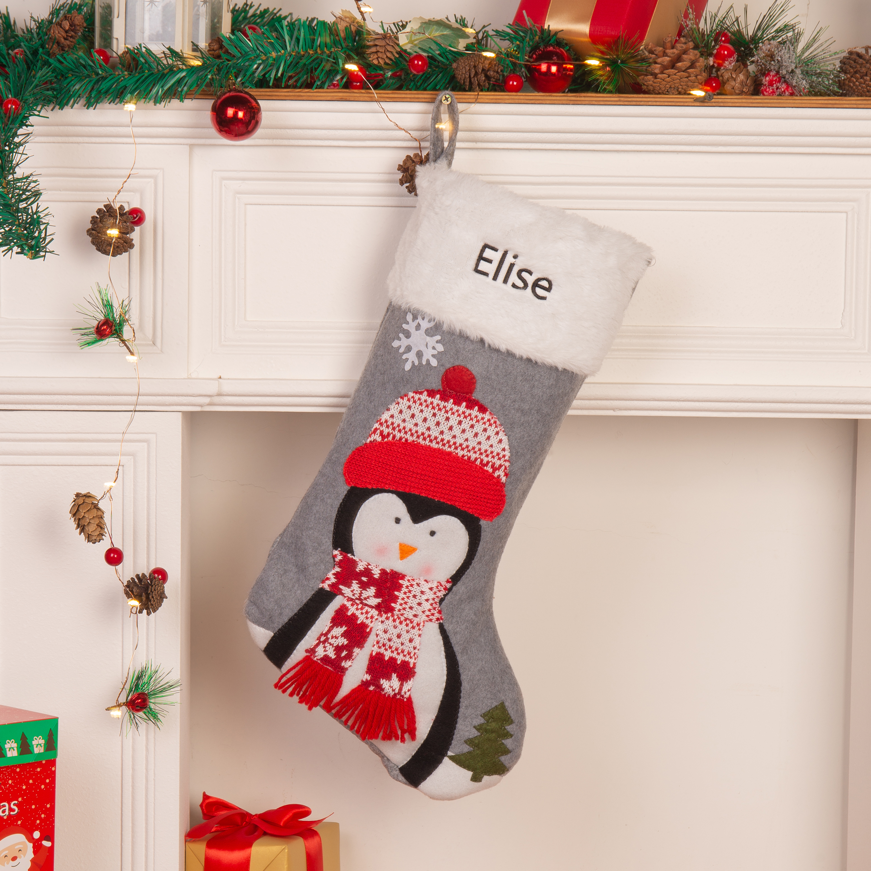 Customised 1 Name Christmas Stockings Ornaments Personalised Christmas Gray Gifts for Family Friends-Jessemade AU