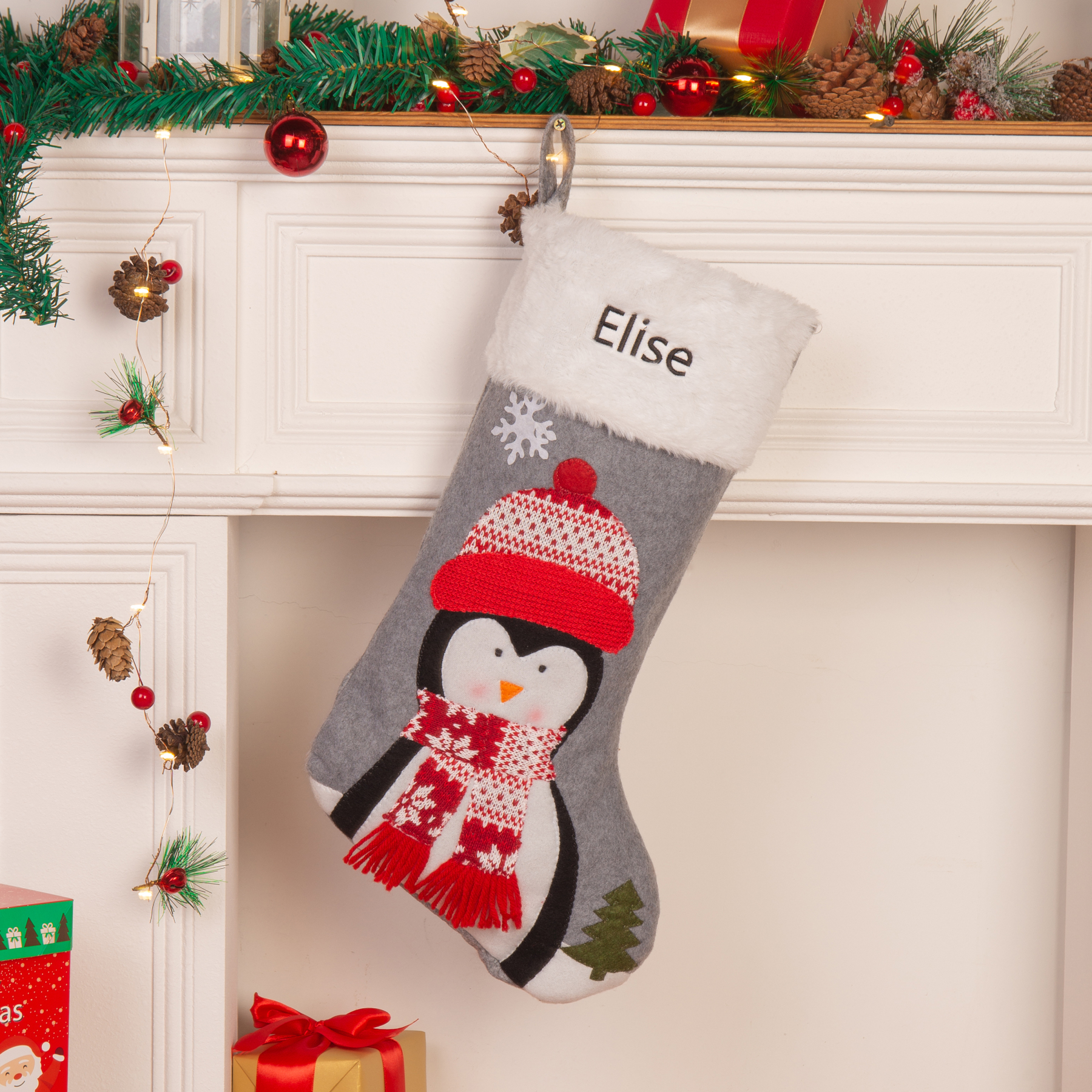 Customised 1 Name Christmas Stockings Ornaments Personalised Christmas Gray Gifts for Family Friends-Jessemade AU