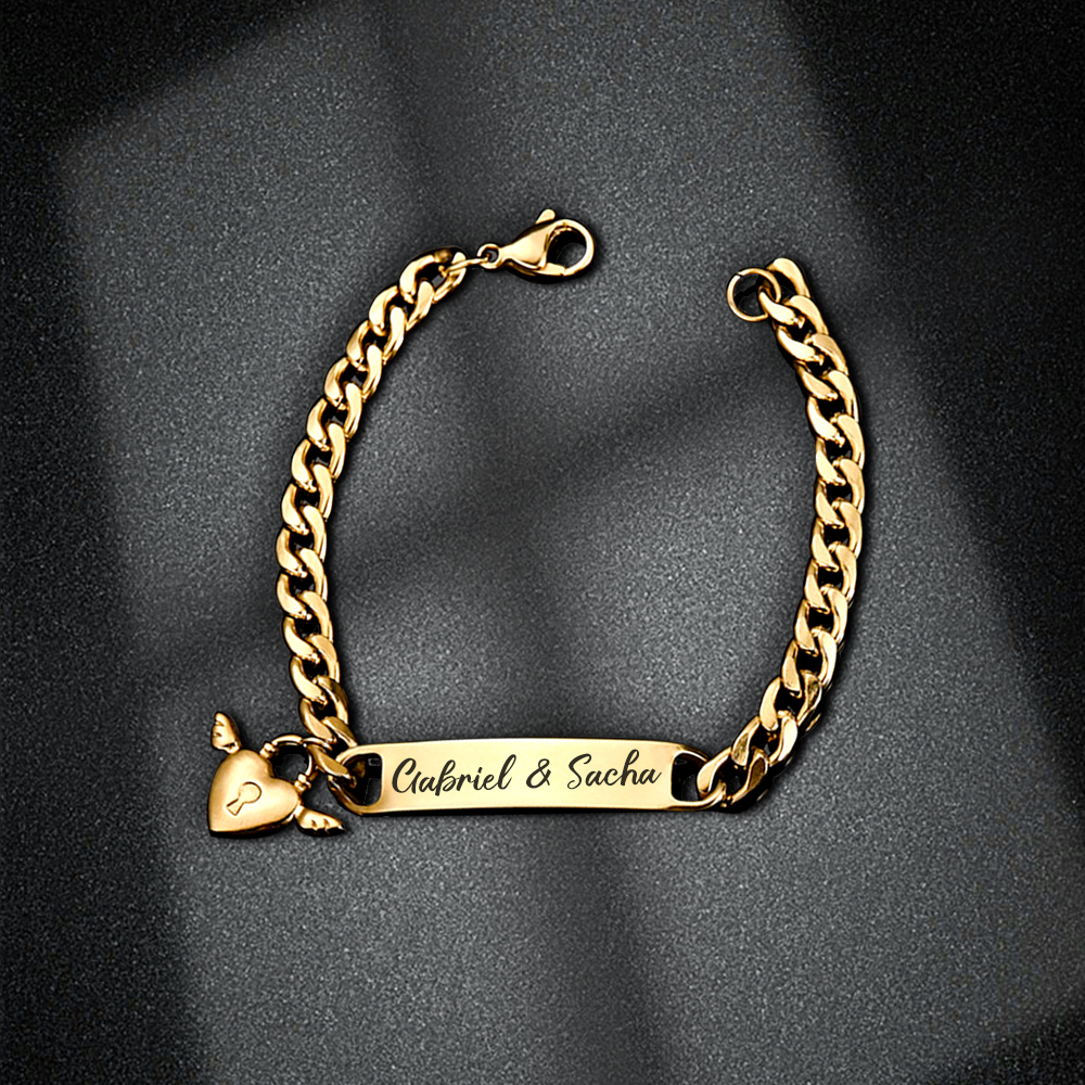 Personalised 1 Name Bracelet Love Lock Bracelet Customised Baby Gift-Jessemade AU