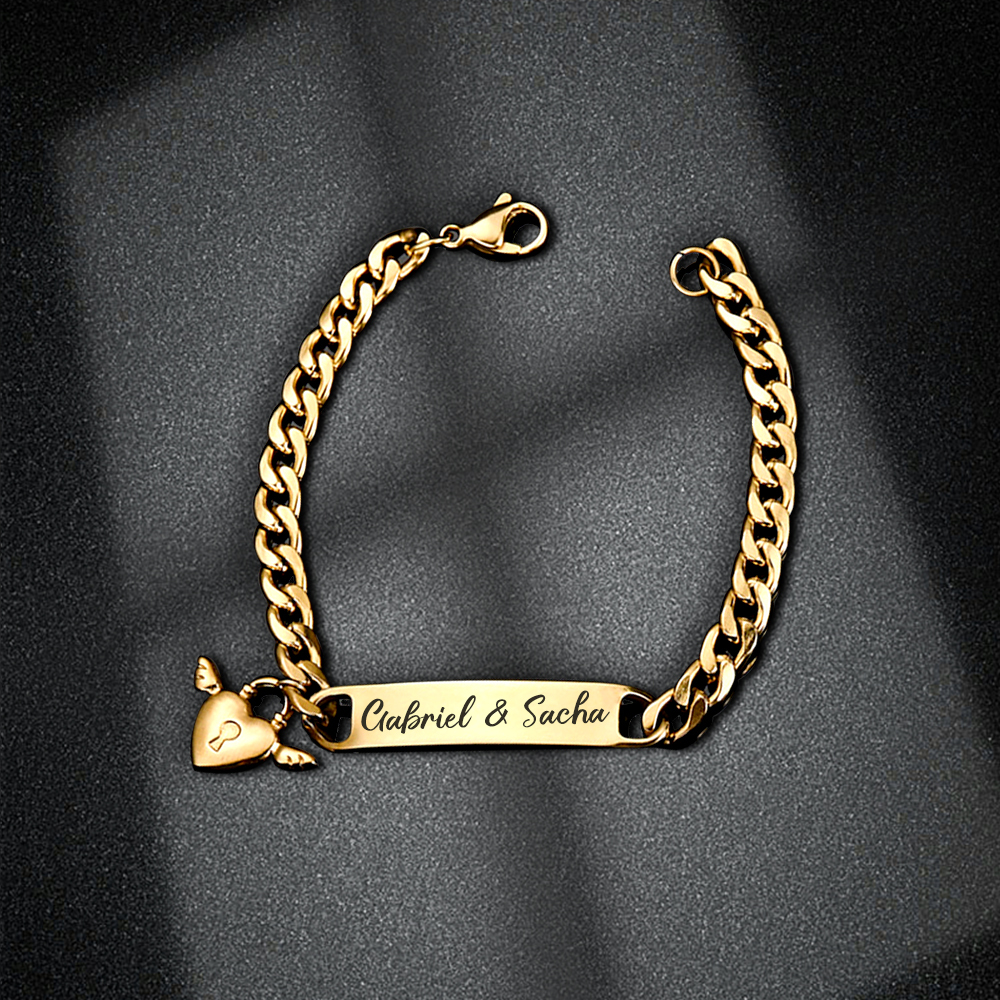 Personalised 1 Name Bracelet Love Lock Bracelet Customised Baby Gift-Jessemade AU