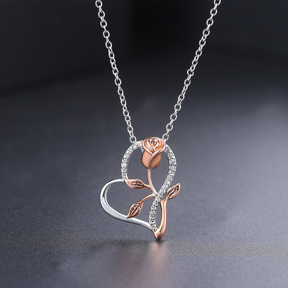 Jessemade Silver Colour Rose Necklace-Jessemade AU