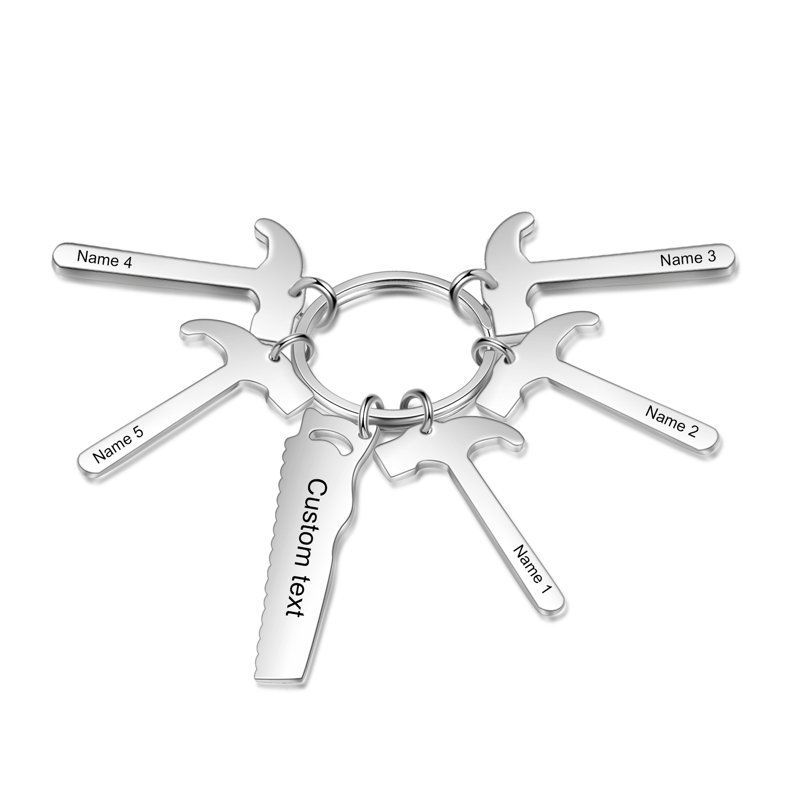 Father's Day Gifts Tool Keychain Personalised 5 Names Stainless Steel Keyring For Him-Jessemade AU