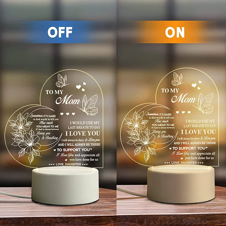 To My Mom- Flower Heart Night Light LED Lamp Bedroom Decoration For Mother-Jessemade AU