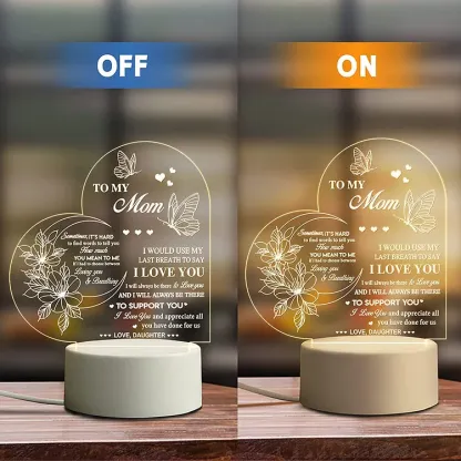 To My Mom- Flower Heart Night Light LED Lamp Bedroom Decoration For Mother-Jessemade AU