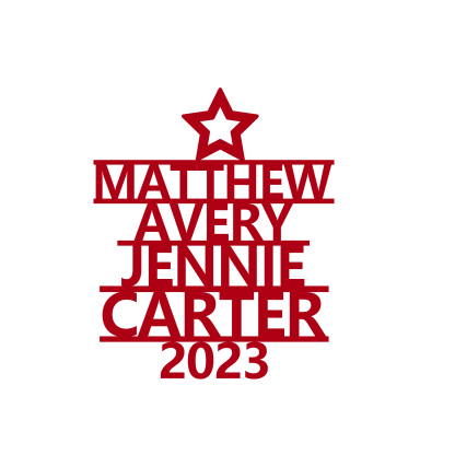 4 Names - Personalised Christmas Tree Ornaments Customised Name Xmas Wooden Decor Gifts for Family Friends-Jessemade AU