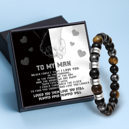 4 Names - Personalised Men's Beaded Bracelet Customised Name Bracelet Birthday Gift for Him-Jessemade AU
