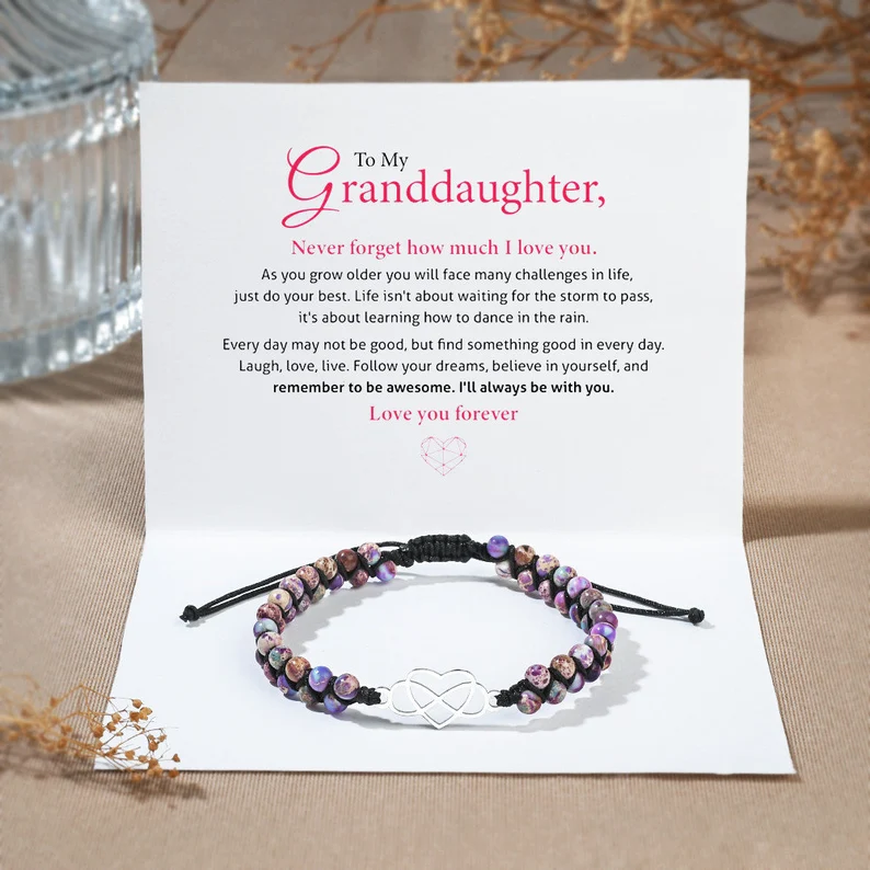 To My Granddaughter Infinity Heart Bracelet with Message Card Adjustable Bracelet Gift for Her - Never Forget How Much I Love You-Jessemade AU