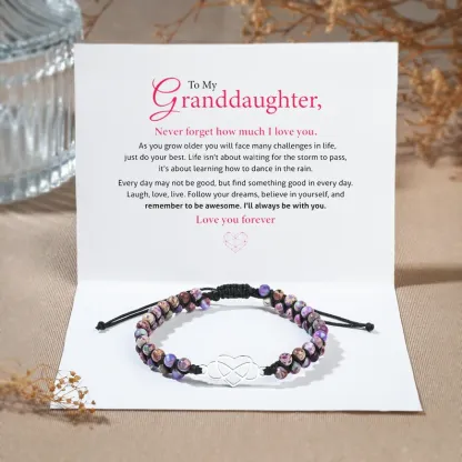 To My Granddaughter Infinity Heart Bracelet with Message Card Adjustable Bracelet Gift for Her - Never Forget How Much I Love You-Jessemade AU