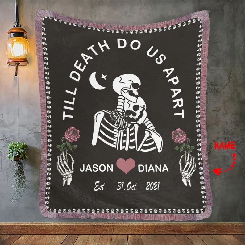 "Till Death Do Us Apart" Halloween Blanket Personalised Blanket Couple Blanket-Jessemade AU