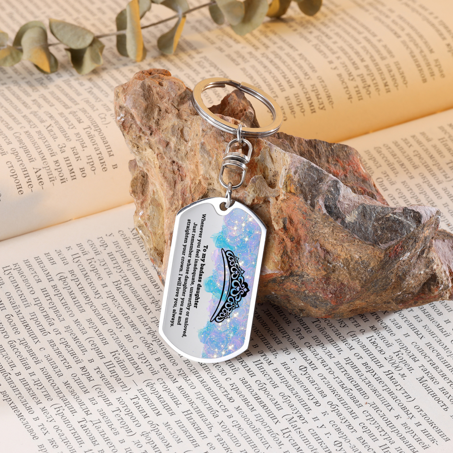 To My Badass Daughter Crown Keychain Custom Name Stainless Steel Keyring "I Will Love You Always"-Jessemade AU