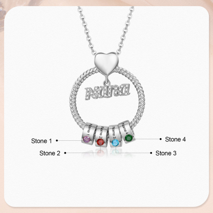 4 Names - Personalised Nana Necklace Custom Names & Birthstones Circle Pendant Necklace Gift for Grandma Nana-Jessemade AU