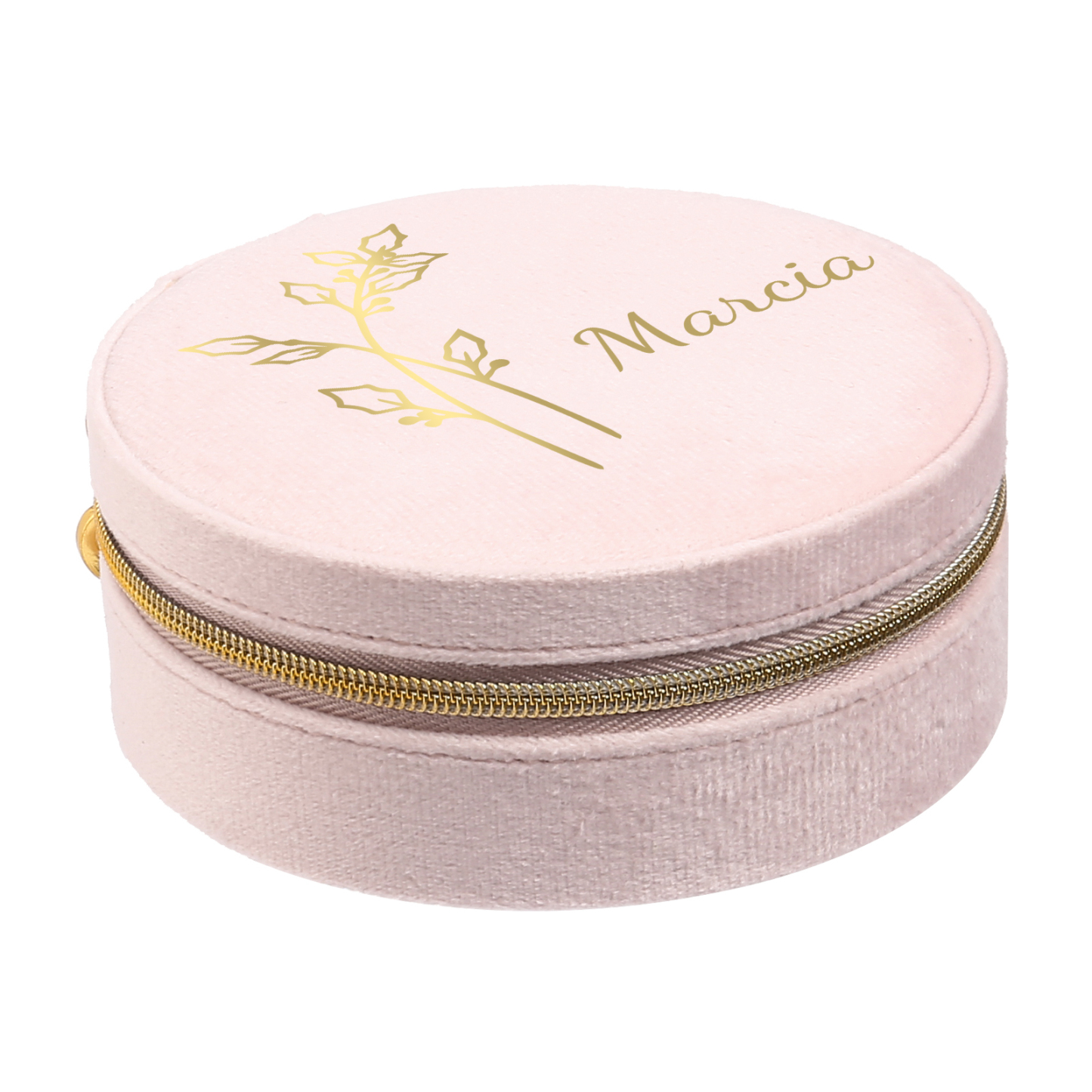 Personalised Name Jewelry Storage Box Custom Birth Flower Travel Jewelry Box Circle Box Gifts for Her-Jessemade AU