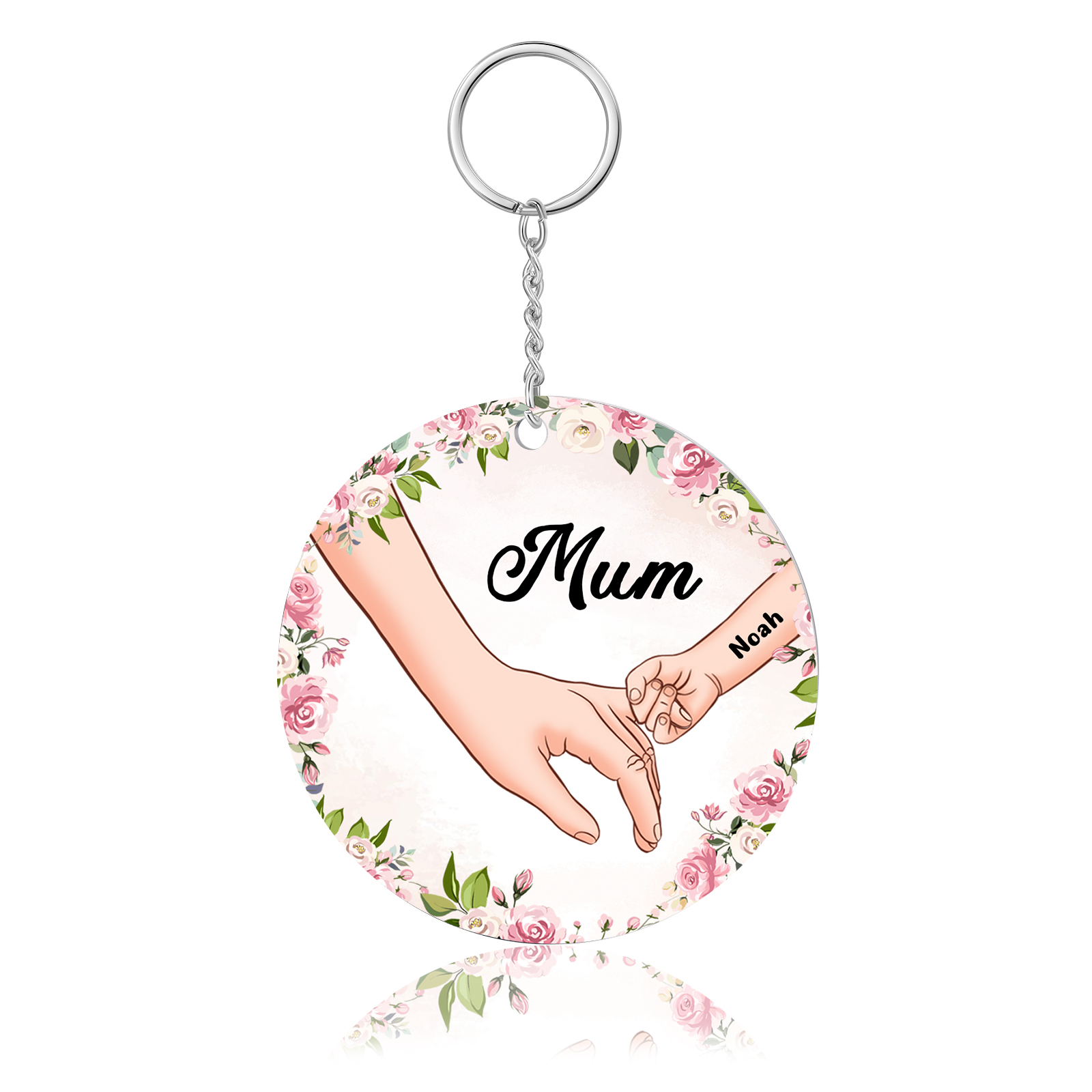 1 Name - Personalised Acrylic Keychain Custom 1 Text Holding Hands Family Hanging Ornaments Gift for Mum/Grandma-Jessemade AU