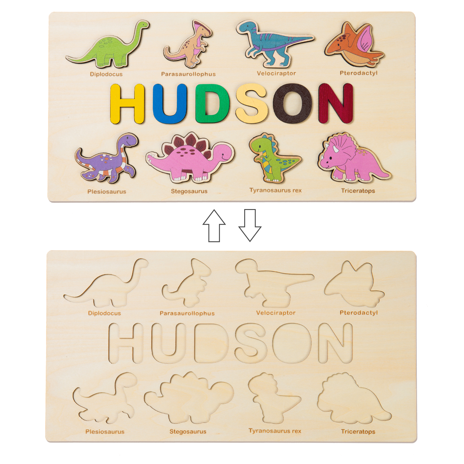 Personalised Wooden Dinosaur Name Puzzle Educational Gifts for Toddlers-Jessemade AU