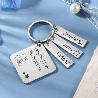 Personalised 3 Names & 1 Text Keychain Elephant Family Keychain Gifts for Father/Mother/Grandma/Grandpa-Jessemade AU