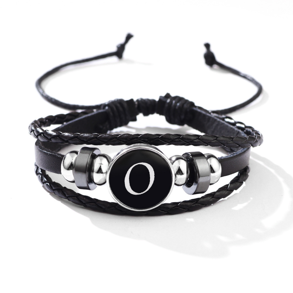 26 Letter Leather Braided Bracelets A-Z Initial Alphabet Beaded Bracelet Gifts for Women Men-Jessemade AU