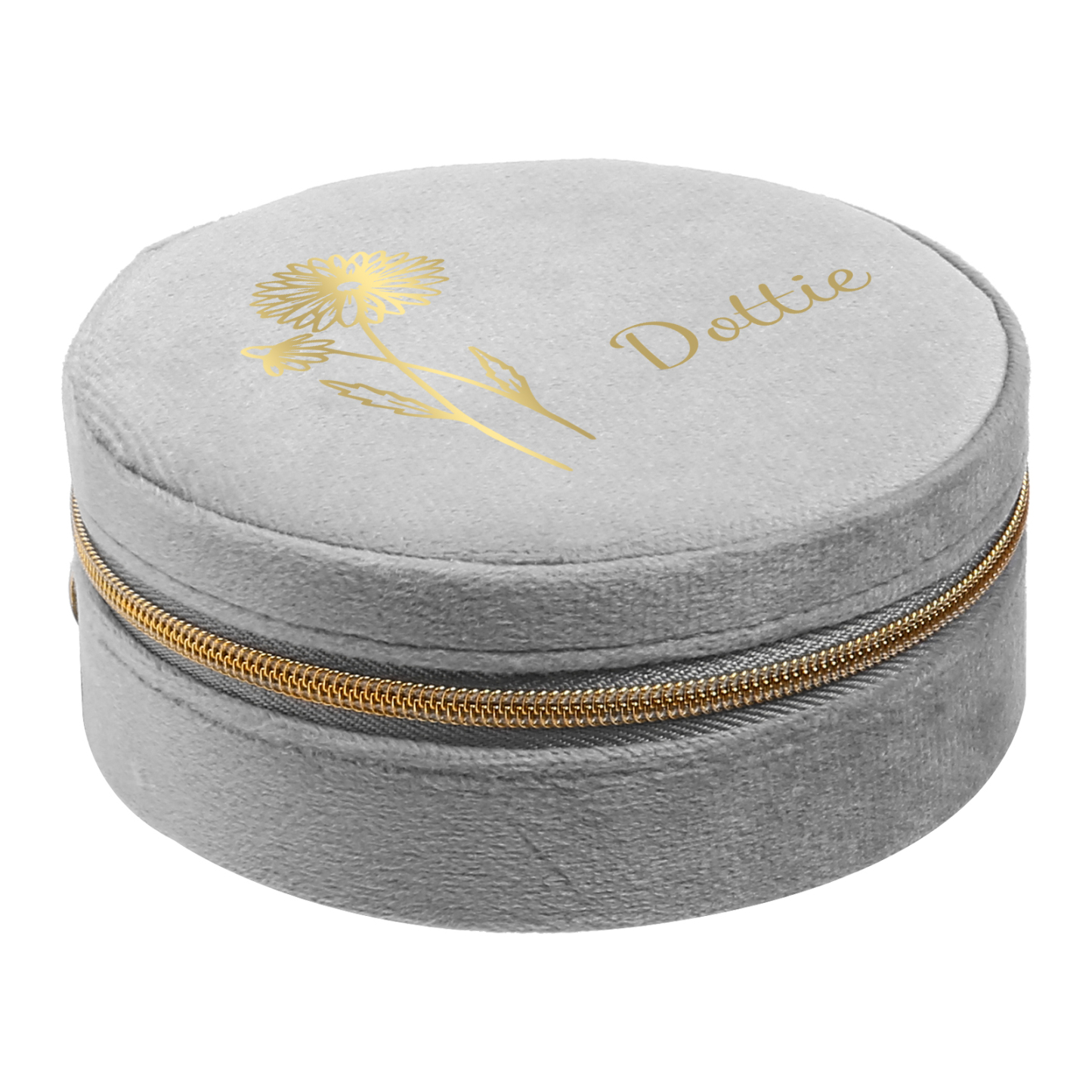 Personalised Name Jewelry Storage Box Custom Birth Flower Travel Jewelry Box Circle Box Gifts for Her-Jessemade AU