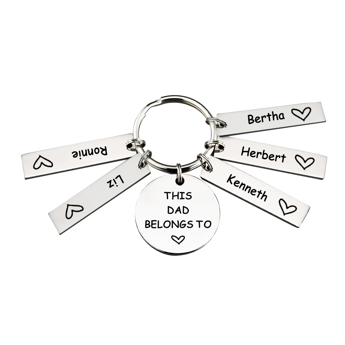 5 Names - Personalised Name Keychain Stainless Steel Keychain Special Gift for Mummy/Dad-Jessemade AU