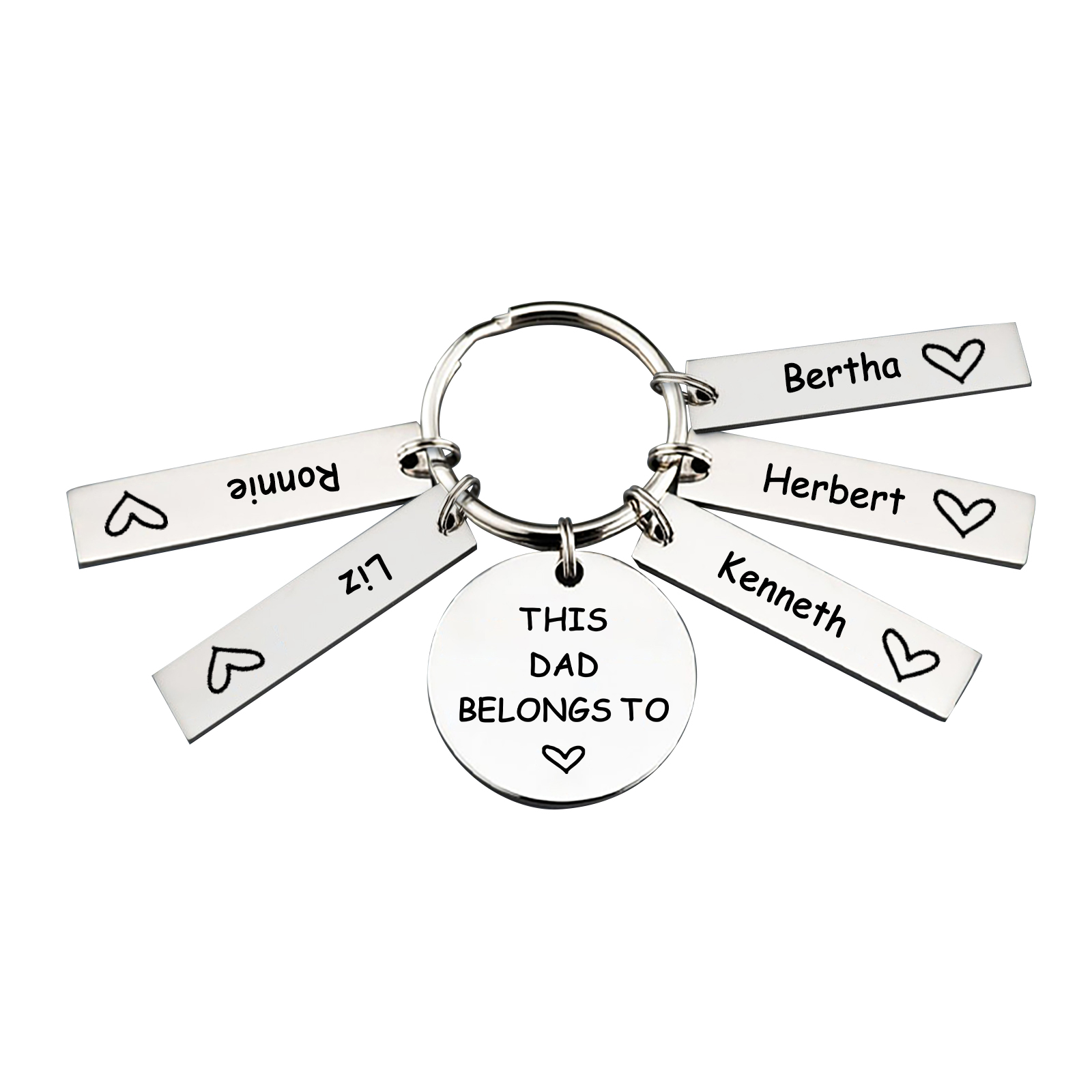 5 Names - Personalised Name Keychain Stainless Steel Keychain Special Gift for Mummy/Dad-Jessemade AU