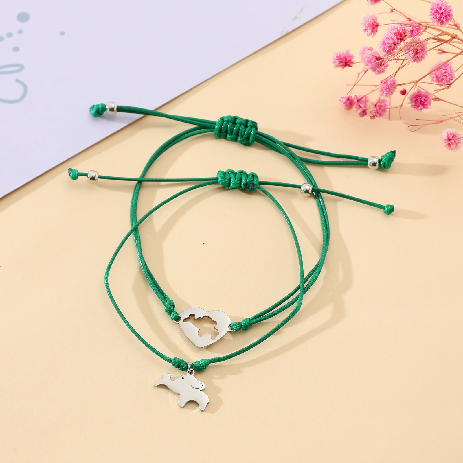 2 Pcs Elephant Bracelet Set Black Adjustable Bracelet First Day of School Gifts for Kids-Jessemade AU