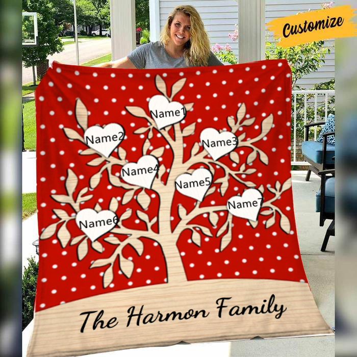 Personalised Family Tree Blanket Custom 7 Family Names Christmas Blanket-Jessemade AU