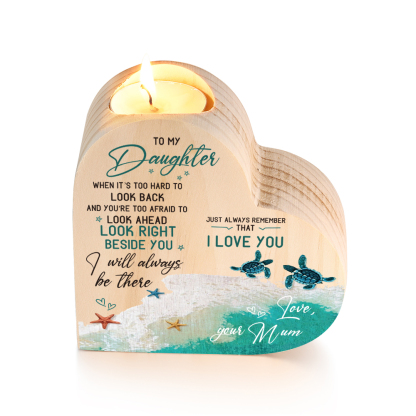 To My Daughter Wooden Heart Candle Holder "I will always be there" Gifts For Daughter-Jessemade AU