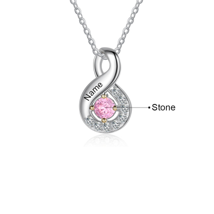 Personalised DNA Necklace With 1 Birthstone Engraved Names Gift For Women-Jessemade AU