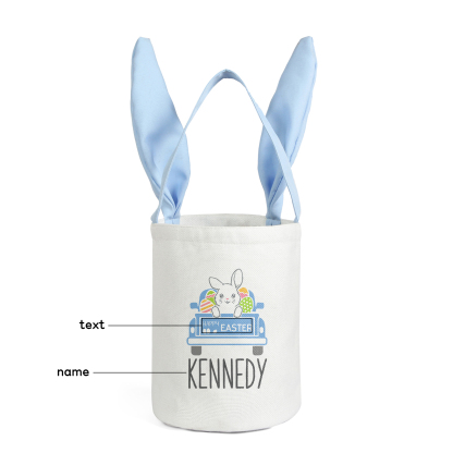 Easter Bunny Tote Bag Personalised Name & Text Bucket Bag Bunny Truck Basket Gifts For Kids-Jessemade AU