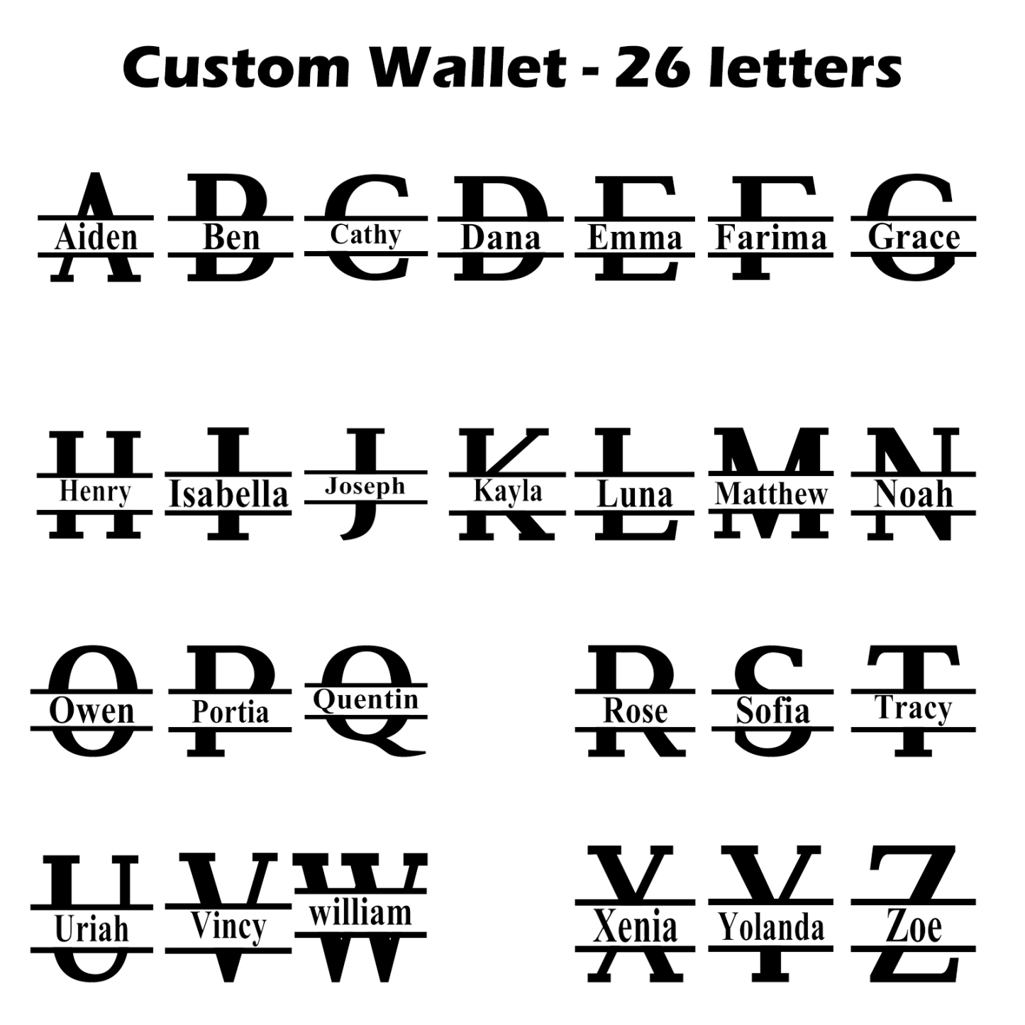 Personalised Text & Letter & Name Billfold Wallet Custom Men's Leather Wallet Zipper Gift for Him-Jessemade AU