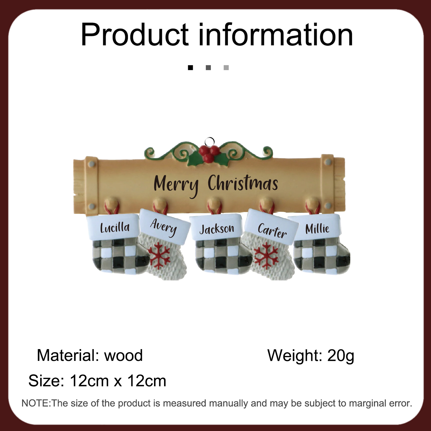 5 Names - Personalised Christmas Stockings Ornaments Customised Name & Text Christmas Decor Wooden Gifts for Family Friends-Jessemade AU