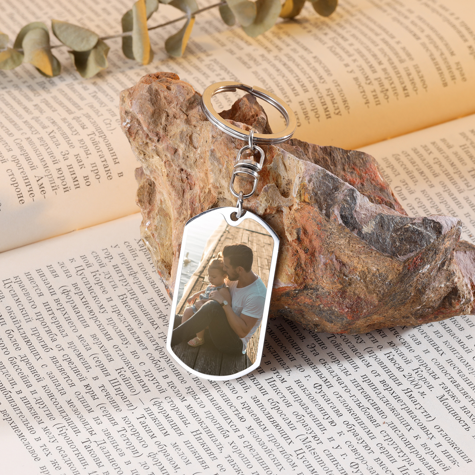 Fishing Keychain For Dad Custom Photo Keyring Engrave 2 Names Father's Day Gifts