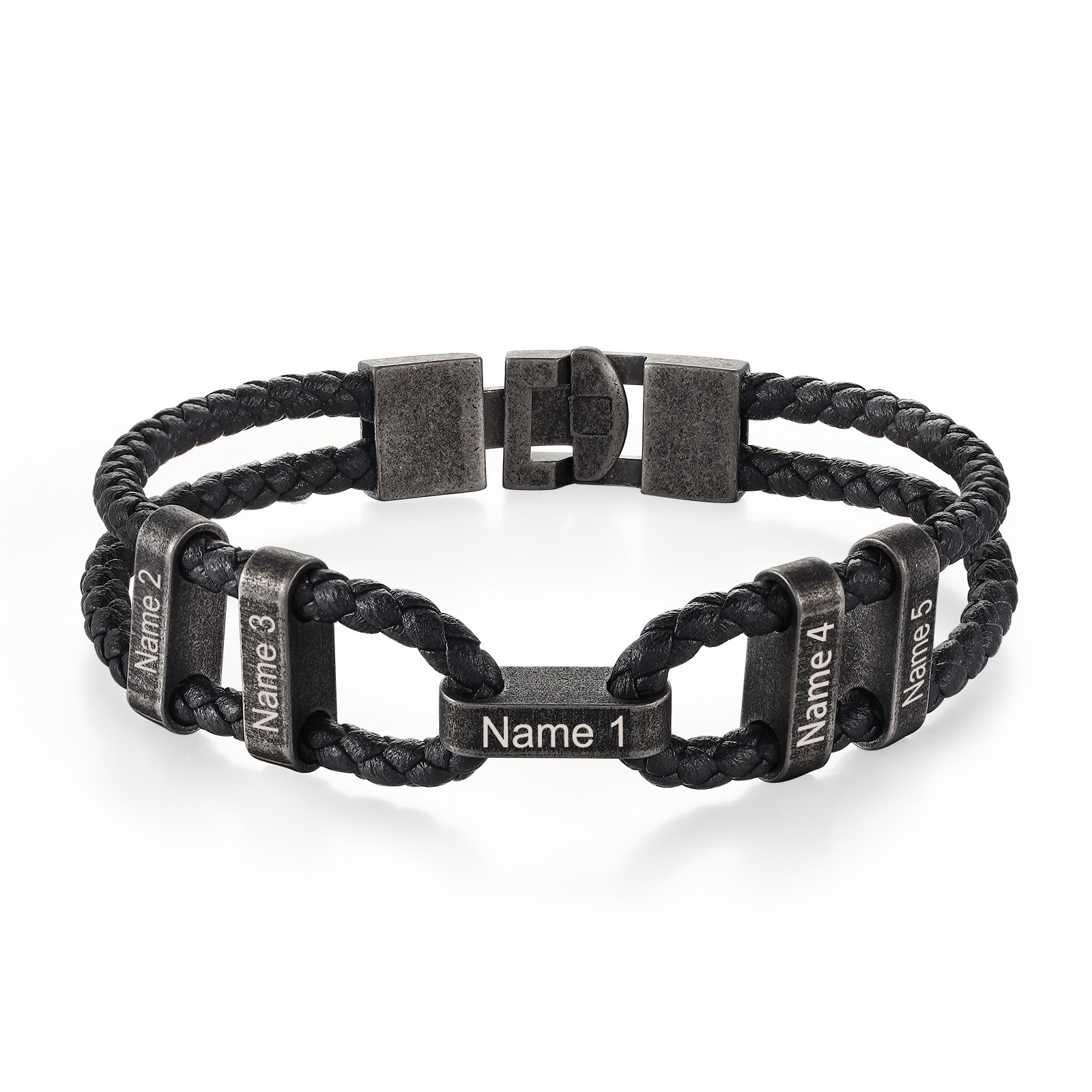 5 Names - Vintage Men's Leather Bracelet Custom Name Bracelet Two Layers Bracelet Personalised Gift for Him-Jessemade AU