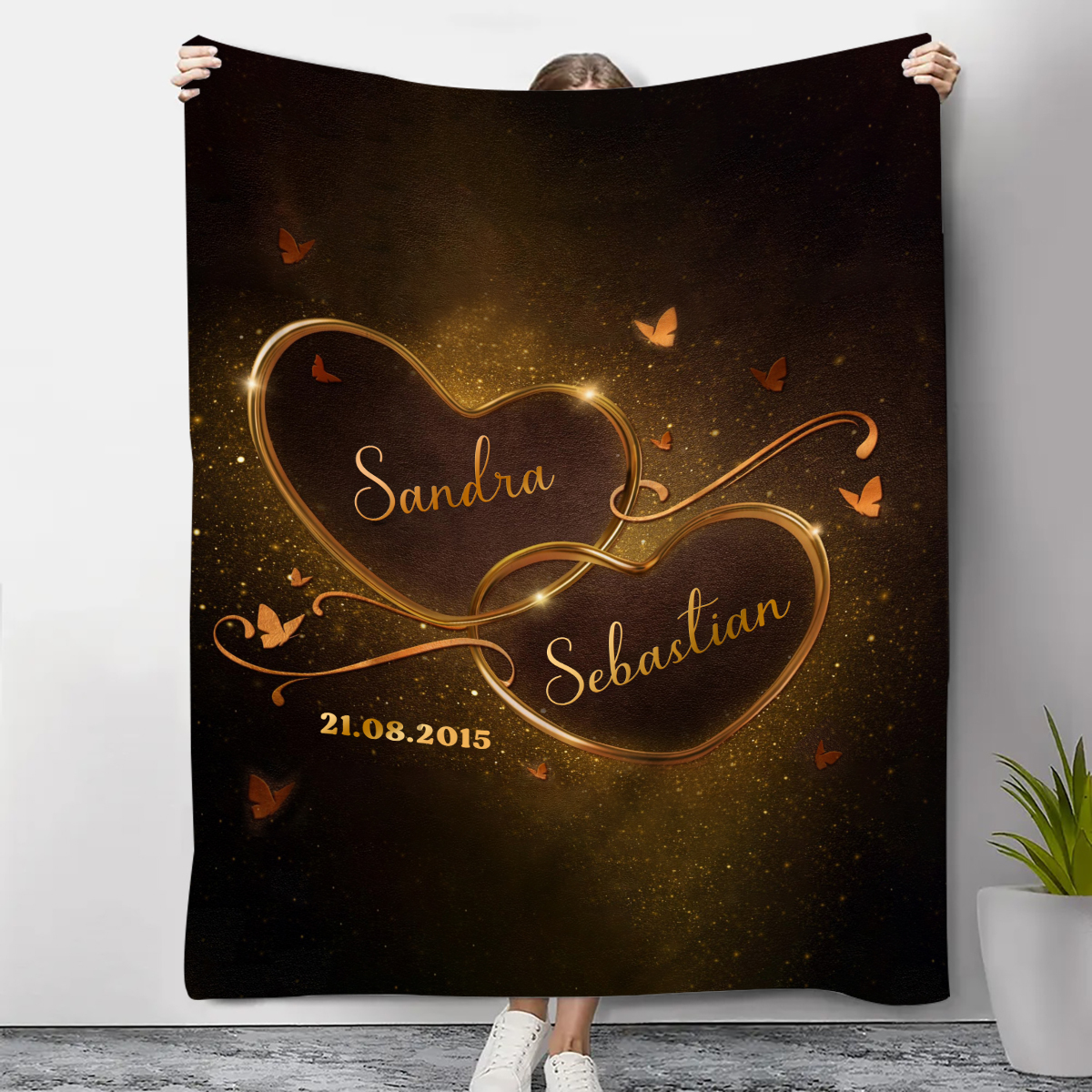 Personalised Couple Blanket Custom 2 Names & Date Blanket Heart Valentine's Day Anniversary Gift for Couples-Jessemade AU