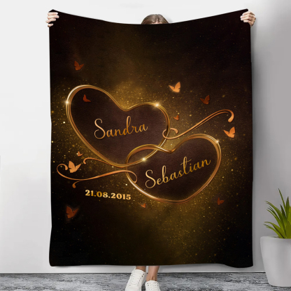 Personalised Couple Blanket Custom 2 Names & Date Blanket Heart Valentine's Day Anniversary Gift for Couples-Jessemade AU