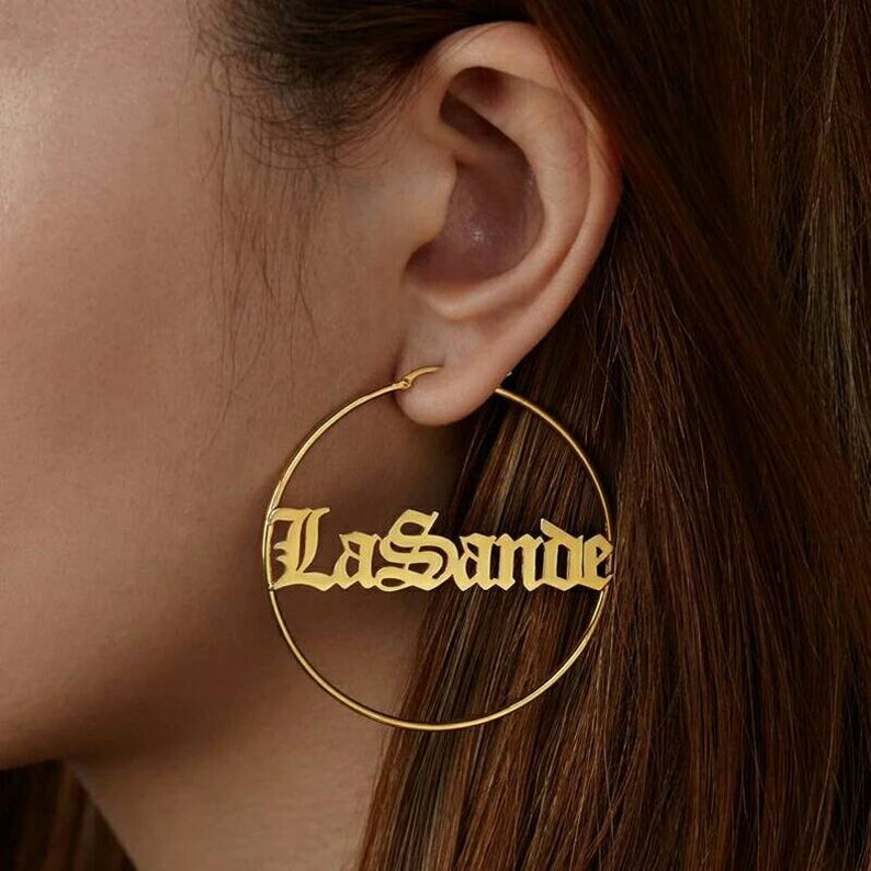 Customised Name Earring Name Hoop Earrings Gifts for Her-Jessemade AU
