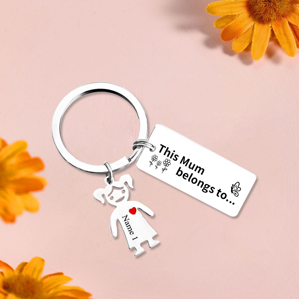 1 Name - Personalised Keychain with Kid Charms Engraved Names Keyring Mother's Day Gift for Mum/Nan-Jessemade AU