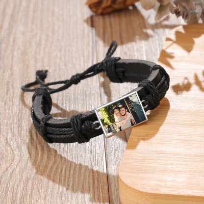 Personalised Photo Bracelet Customised Leather Adjustable Bracelet Gifts for Her Him-Jessemade AU