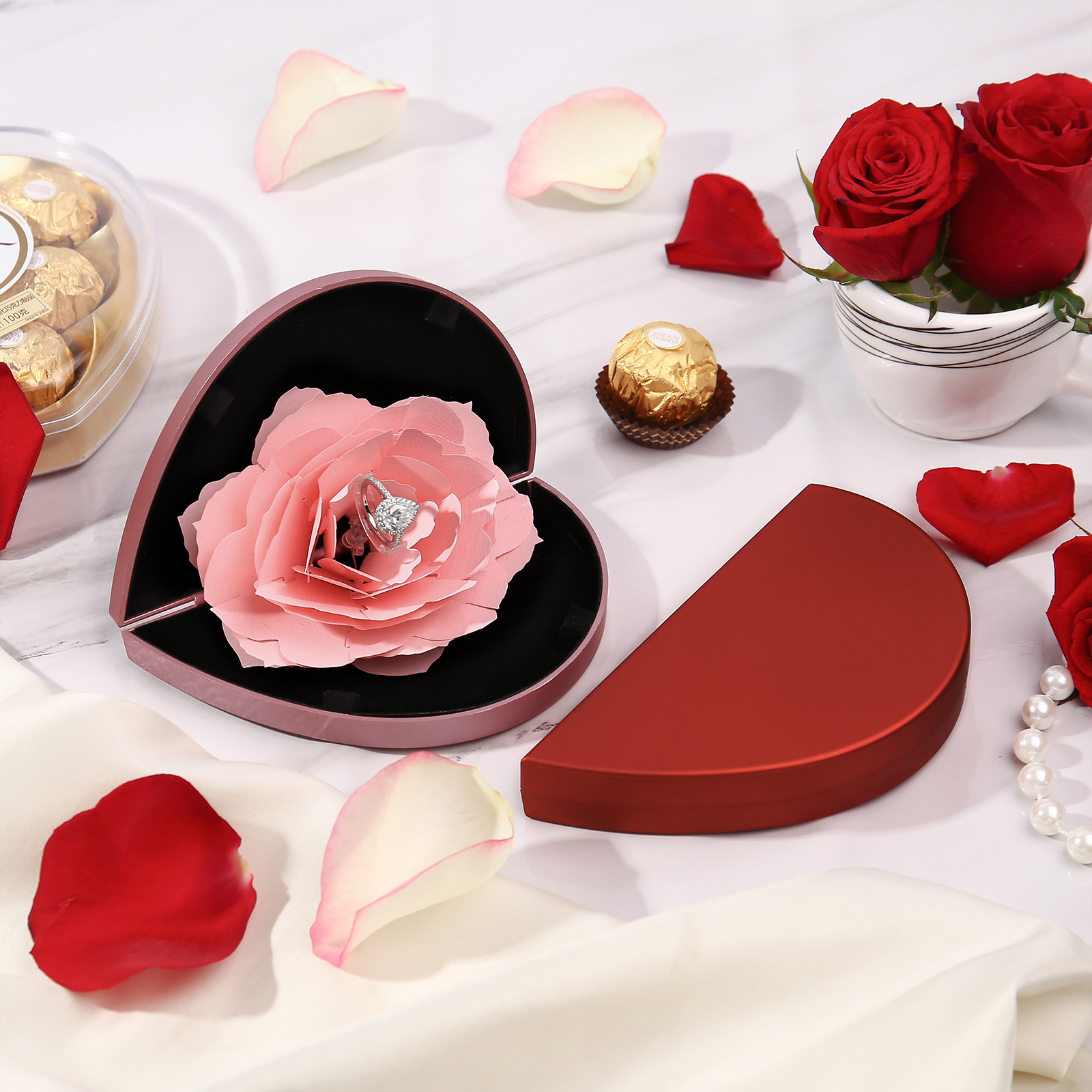 Ring Gift Box Rose Exquisite Jewelry Box Valentine's Day Gift Packaging Box-Jessemade AU