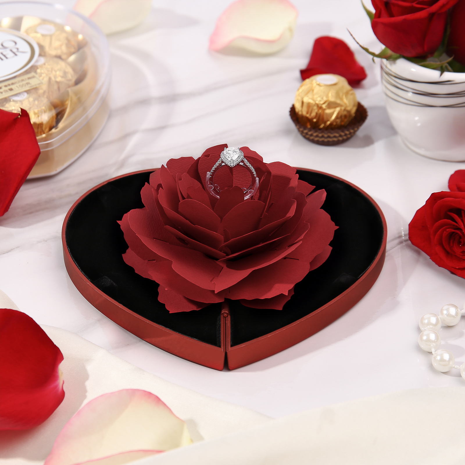 Ring Gift Box Rose Exquisite Jewelry Box Valentine's Day Gift Packaging Box-Jessemade AU