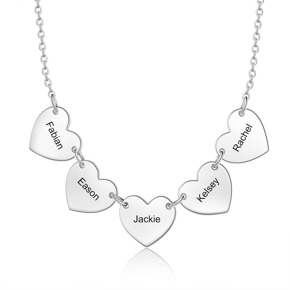 Personalised Heart Pendant Necklace Engraved 5 Names Gifts for Him-Jessemade AU