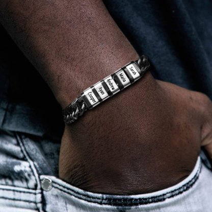 Personalised Cuban Chain Bracelet Custom 1 Name Bead Men's Bracelet