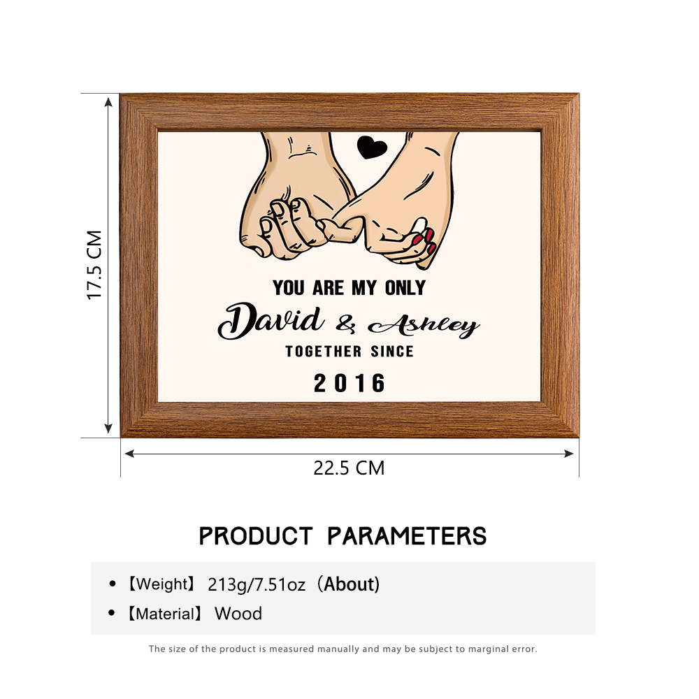 You Are My Only Personalised Couple Photo Frame Custom 2 Names & Date Frame Anniversary Gift For Him/Her-Jessemade AU
