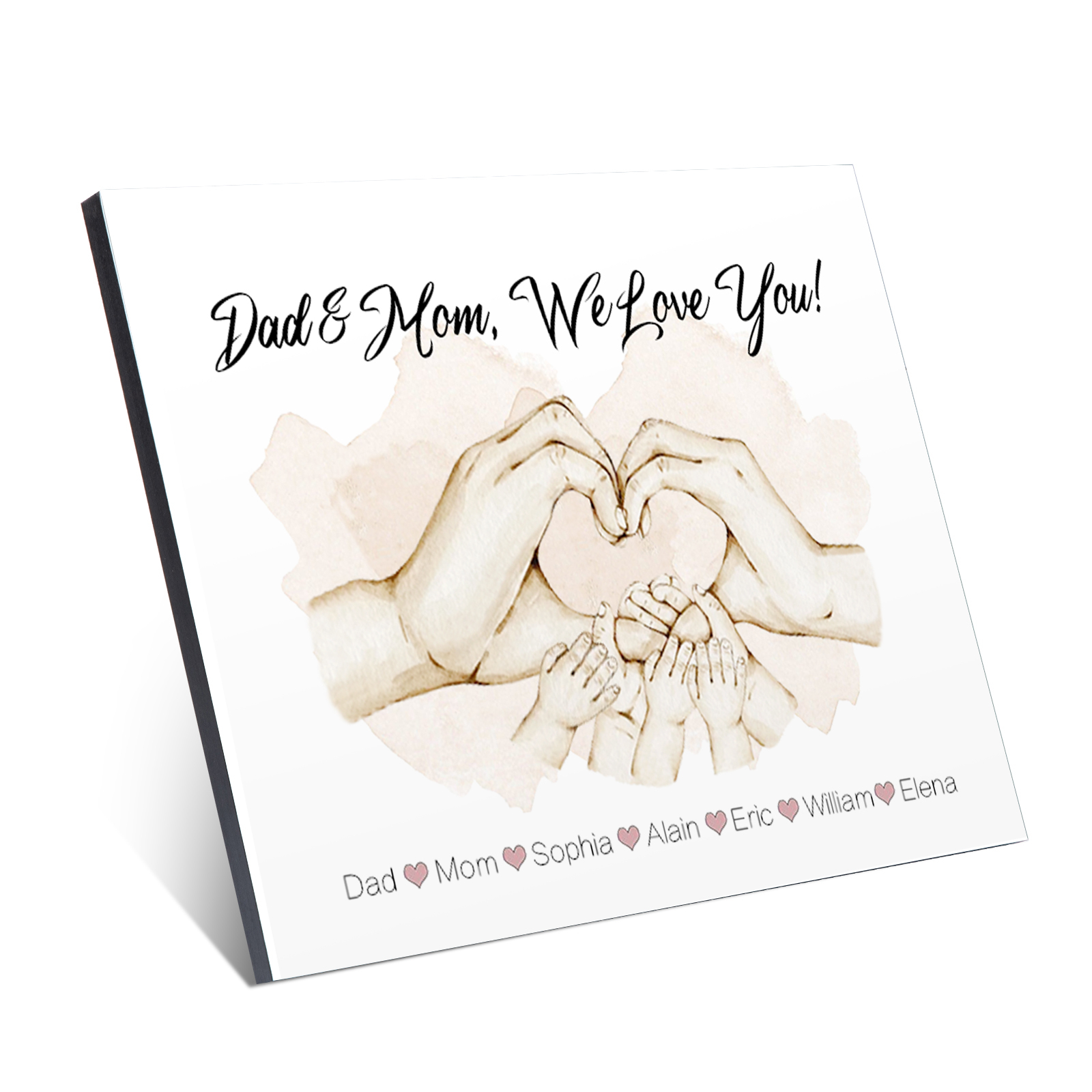 Personalised Heart Holding Hands Picture Board Custom 7 Names Family Keepsake Wood Signs Photo Frame-Jessemade AU