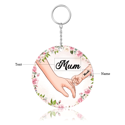 1 Name - Personalised Acrylic Keychain Custom 1 Text Holding Hands Family Hanging Ornaments Gift for Mum/Grandma-Jessemade AU