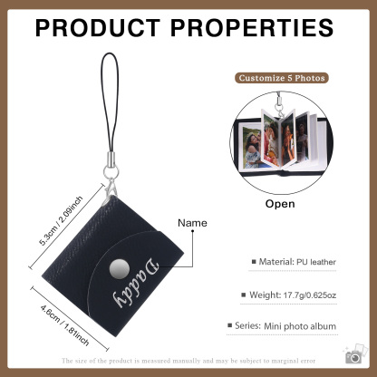 5 Photos - Personalised Mini Album Keychain Customised Photo & Name Leather Keychain Romantic Gift for Her-Jessemade AU