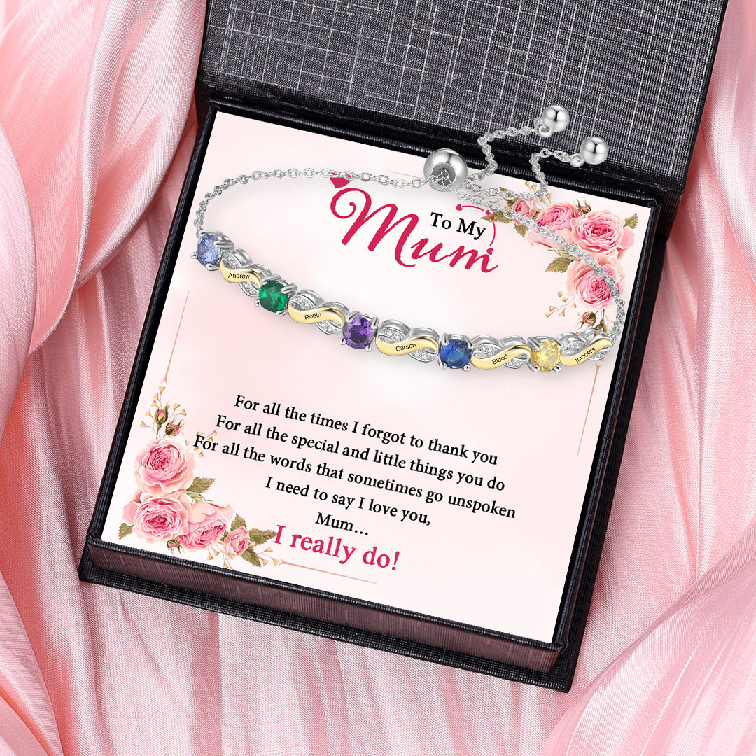 5 Names - Personalised Infinity Bracelet Custom Names & Birthstones Family Bracelet Gifts For Mother-Jessemade AU