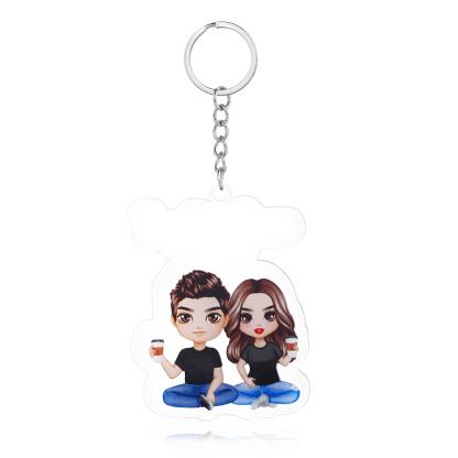 Personalised Acrylic Couple Keychain Customised Name & Text & Date Keychain Valentine's Day Gift for Couples-Jessemade AU