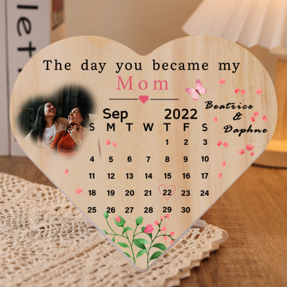 Personalised Photo Wooden Heart Keepsake Custom Date Desktop Ornament Anniversary Gifts-Jessemade AU